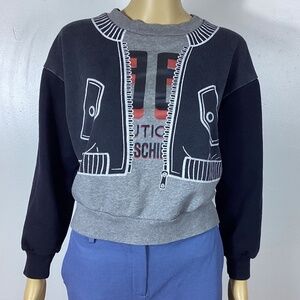 Boutique Moschino Graphic Short Sweatshirt Pullover Black Grey 6